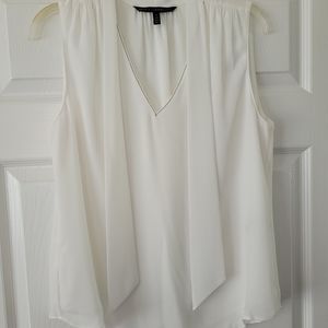 White house black market sleeveless white blouse with attached scarf. Size 8.